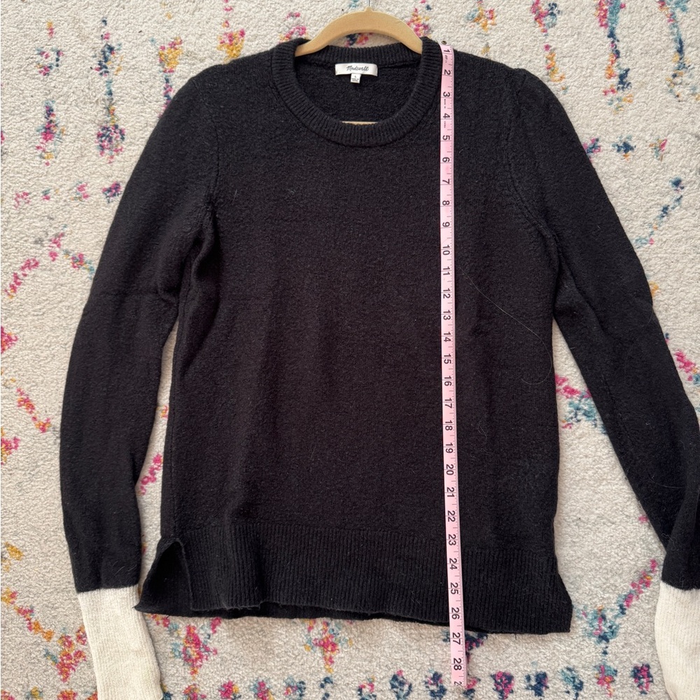 Madewell Black Crew Neck Sweater with colorblock sleeves